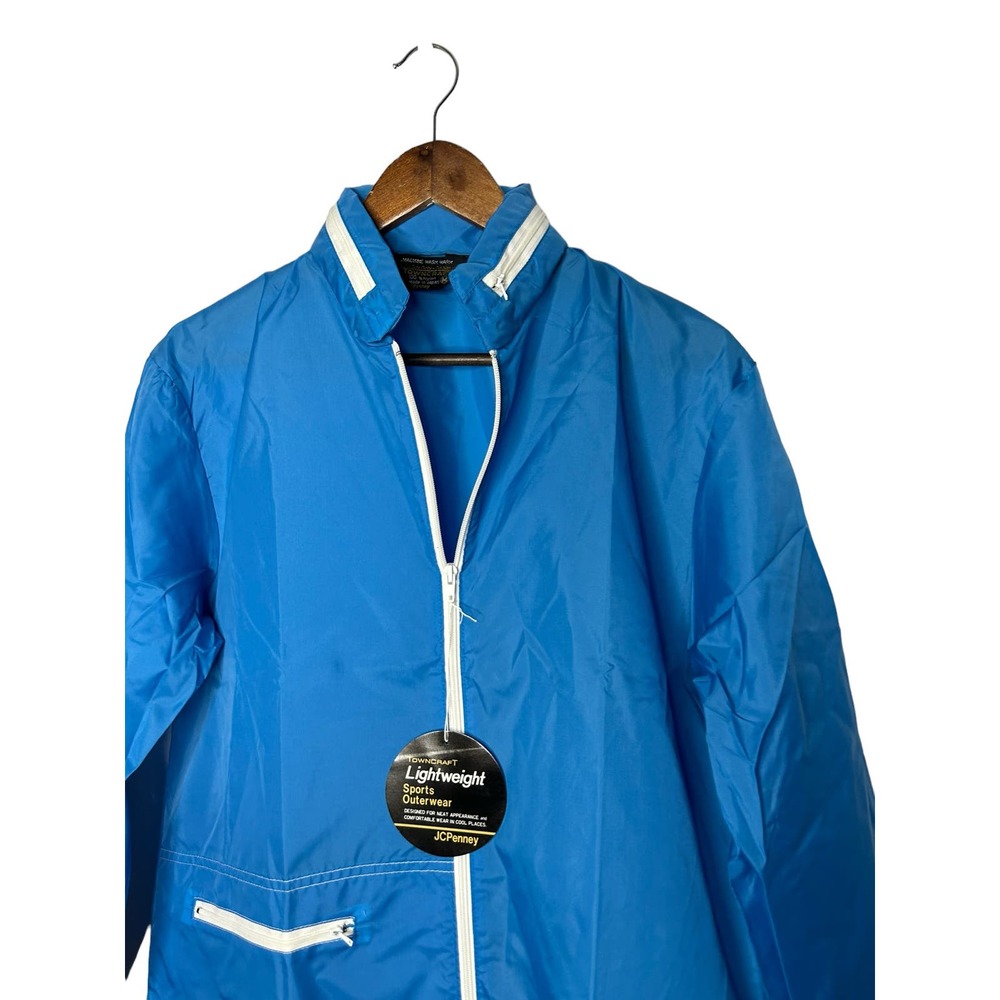 JCPenny Towncraft mens medium turquoise nylon windbreaker jacket new - Picture 2 of 3